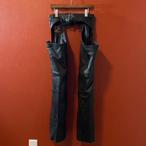 Genuine Milwaukee Leather Women’s Black‎ Diamond Motorcycle Lace Biker Chaps